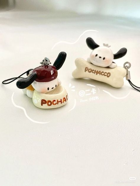 Pochacco Room, Clay Hacks, Air Dry Clay Decor, Trinket Ideas, Snoopy Merchandise, Sanrio Drawings, Cute Stuff To Buy, Sanrio Items, Clay Business