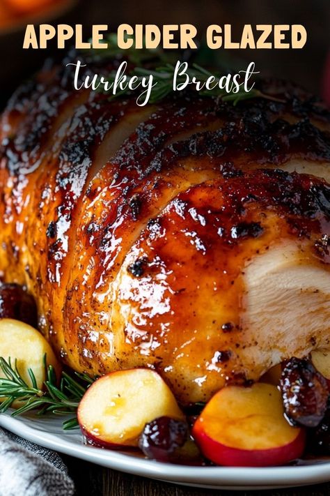 Enjoy tender, juicy turkey breast with an apple cider glaze, offering a sweet and savory twist on a classic holiday dish. #GlazedTurkey #AppleCiderGlaze Glazed Turkey Breast, Turkey Breast Recipes, Apple Cider Glaze, Glazed Turkey, Juicy Turkey, Smoked Turkey Breast, Recipes Meat, Turkey Glaze, Turkey Breast Recipe