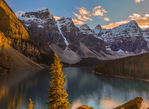 Morraine Lake summer sunset - Moraine Lake summer sunset. I often see wider shots here but I wanted to showcase the height on the mountains by shooting a bit tighter. this is just after sunset. Lake Tattoo, Lake Summer, Moraine Lake, Lake Sunset, Lake Louise, Summer Sunset, Amazing Nature, Rocky Mountains, Sunrise Sunset