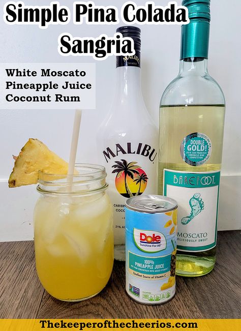 Christmas Pina Colada, Pina Colada Recipe For A Crowd, Piña Colada Sangria, Pina Colada Sangria Recipe, Camping Mixed Drinks, Pins Colada Sangria, Pina Colada Pitcher Recipe, Simple Pina Colada Sangria, Pitcher Drinks Alcohol