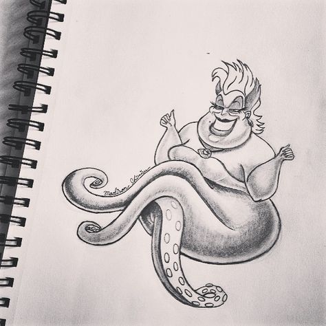 Ursula Sketch, Ursula Drawing, Ursula Tattoo, Fat Cartoon Characters, Cartoon Characters To Draw, Tattoos Disney, Fat Cartoon, Characters To Draw, Disney Sleeve Tattoos