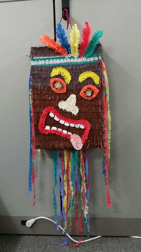 Tiki Pinata Tiki Pinata, Make A Pinata, Luau Decorations, Tiki Party, Luau Party, Festival Captain Hat, Halloween Wreath, Diy Decor, Party Decorations