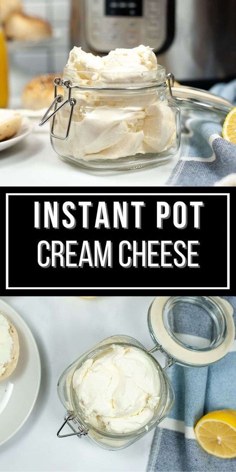 This Instant Pot homemade cream cheese is so creamy, easy, fresh and delicious you will never want to buy it again. This recipe is great for those times when you need cream cheese for a recipe, and you don't have any on hand. This clever hack will allow you to make it quick, it will already be at room temperature, and you control the quality of the ingredients! Instant Pot Cream Cheese, Ice Cream Aesthetic, Cheese Recipes Homemade, Cheese Making Recipes, Cream Cheese Recipe, Cream Donut, Goat Milk Recipes, Cream Sauce Pasta, Homemade Cream Cheese