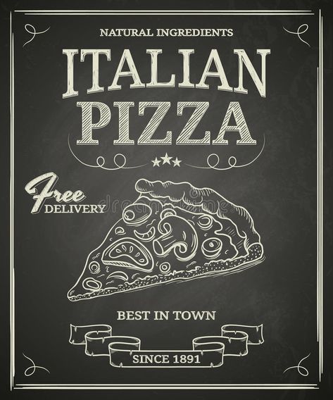 Chalkboard Art Print, Pizza Vector, Pizza Poster, Pizza Lunch, Hoverfly, Italian Menu, Restaurant Poster, Pizza Art, Pizza Menu