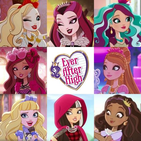 Ever After High Group Photo, Everafter High Characters, Ever After High Personajes, Ever After High Characters, Everafter High, Madeline Hatter, Ever After Dolls, Gif Photo, Classic Cartoon Characters