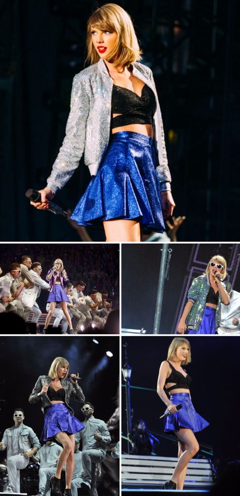 Dark blue sparkly skirt 💙 #taylorswift #1989 #skirt Blue Sparkly Skirt, Blue Top Black Skirt, Sparkly Skirt Outfit, Concert Costumes, Blue Skirt Outfits, Costumes 2023, Taylor Concert, Skirt Outfits Aesthetic, Swift Outfits