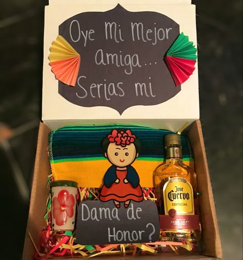 Mexican Theme Dama Dresses, Bridesmaid Proposal Mexican Theme, Mexican Bridesmaid Proposal, Chambelanes Outfits, Cheap Backyard Wedding, Charro Theme, Mexican Inspired Wedding, Homemade Birthday Gifts, Mexican Quinceanera