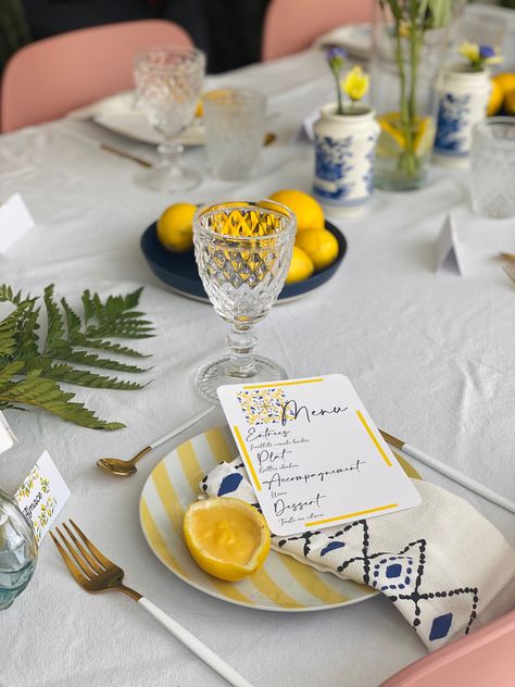 Positano, Amalfi Coast, lemon table setting Amalfi Coast Table Setting, Lemon Table Setting, Table Setup, Positano, Amalfi Coast, Amalfi, Table Setting, Tablescapes, Table Settings