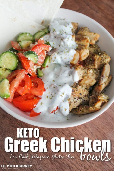 Low Carb Greek Chicken Bowls - Fit Mom Journey Low Carb Greek Chicken, Keto Greek, Greek Chicken Bowls, Gluten Free Bowl, Plats Healthy, Chicken Bowls, Low Carb Low Fat Recipes, Boiled Egg Diet Plan, No Carb Recipes