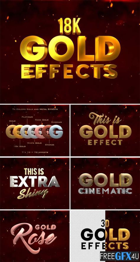 10 3D Metal Gold Effects Photoshop Free Download Photoshop Styles, Free Download Photoshop, 3d Text Effect, Platinum Rose Gold, 3d Rose, 3d Text, 3d Metal, Metal Style, Text Effects