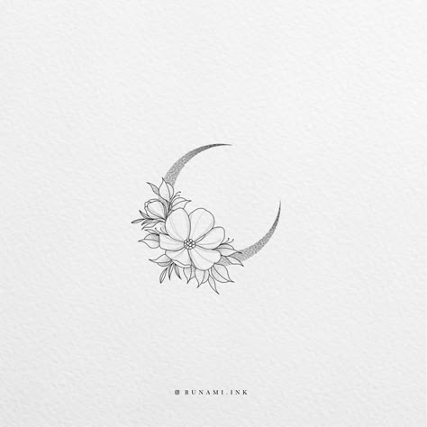 Bunami Ink, Acab Tattoo, Small Moon Tattoos, Crescent Moon Tattoo, Moon Tattoos, Moon Tattoo Designs, Dainty Tattoos, Dream Tattoos, Flower Tattoo Designs