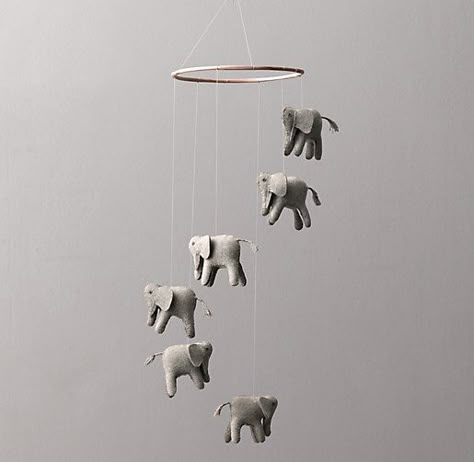 Elephant Baby Mobile, Felt Elephant, Nursery Grey, Elephant Themed Nursery, Nursery Elephant, Elephant Mobile, Restoration Hardware Baby, Bumbo, Elephant Theme