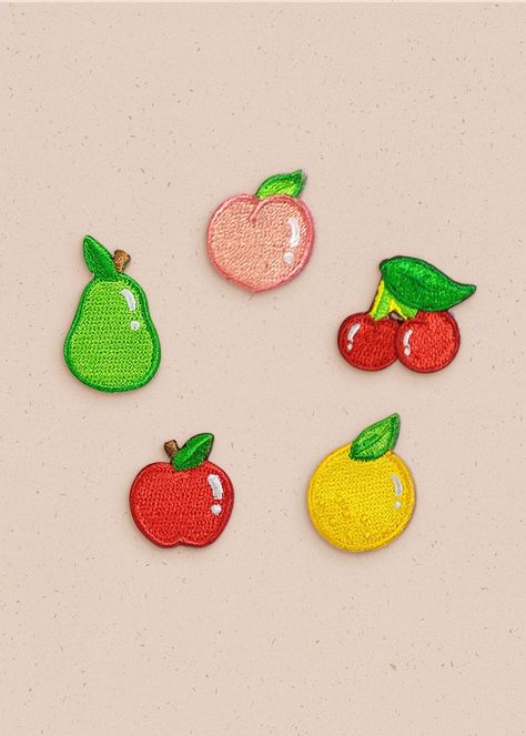 embroidery ideas Acnh Embroidery, Animal Crossing Embroidery, Embroidery Fruit, Peach Embroidery, Embroidered Fruit, Embroidery Pins, Fruit Embroidery, Modern Hand Embroidery Patterns, Hand Embroidery Patterns Free