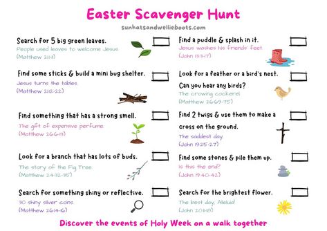 Easter Story Scavenger Hunt, Wellie Boots, Easter Scavenger Hunt, Boots Diy, Easter Garden, Kids Bible, Easter Printables Free, Easter Story, Primary Teaching