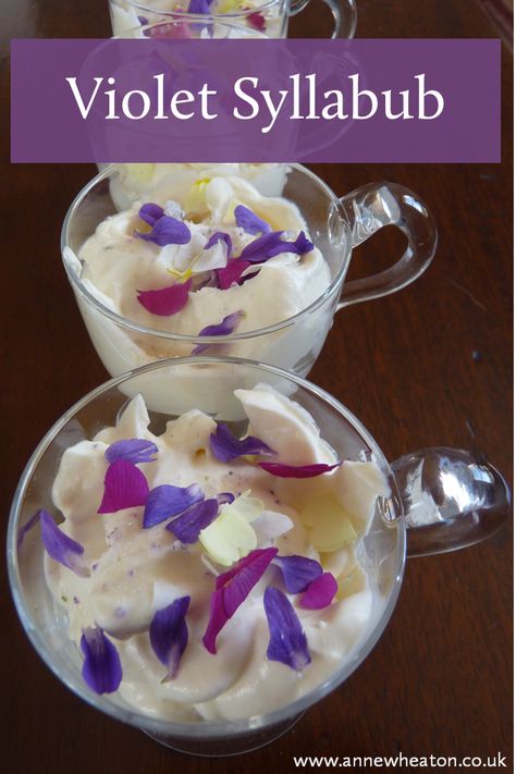 Violet Syllabub – LIFE IN MUD SPATTERED BOOTS Syllabub Recipe, Violet Recipes, Farmhouse Food, Wild Violets, Wild Foraging, Fairy Food, Foraging Recipes, Simple Dessert, Sweet Violets