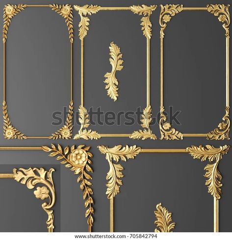 Baroque Frames, Furniture Appliques, Wood Appliques, Decorative Plaster, 3d Modelle, Decorative Mouldings, Wall Molding, Classic Interior, Gold Decor