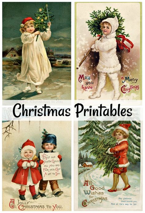 DIY Vintage Christmas Cards + 23 Free Printables - Town & Country Living Vintage Christmas Labels Free Printables, Diy Vintage Christmas Cards, Vintage Christmas Card Art, Free Christmas Pictures, Vintage Diy Christmas Decor, Vintage Christmas Printables Free, Vintage Christmas Images Printables Free, Christmas Vintage Images, Diy Vintage Christmas Ornaments