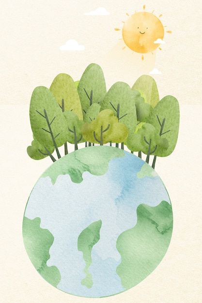 Earth Day Illustration, Earth Day Images, About Earth, Earth Illustration, Tree Day, Sun And Earth, Free Illustration Images, Baby Illustration, Earth Design