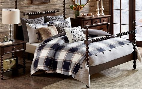 Urban Cabin, Aspen Lodge, Plaid Comforter, Unique Decorative Pillows, Clean Bed, Cabin Bedroom, King Comforter Sets, Queen Comforter Sets, Bunk House