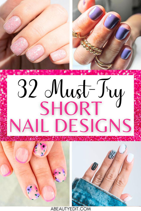 32 Stunning Short Nail Designs and Ideas Acrylic Nail Designs Tips Ideas, Fun Nail Art For Short Nails, Extra Short Nails Design, New Nail Trends Short, Gel Nail Polish Short Nails, Builder Gel Short Nails Design, Cute Short Manicure Ideas, Short Nails With Nail Art, Marble Gel Nails Short