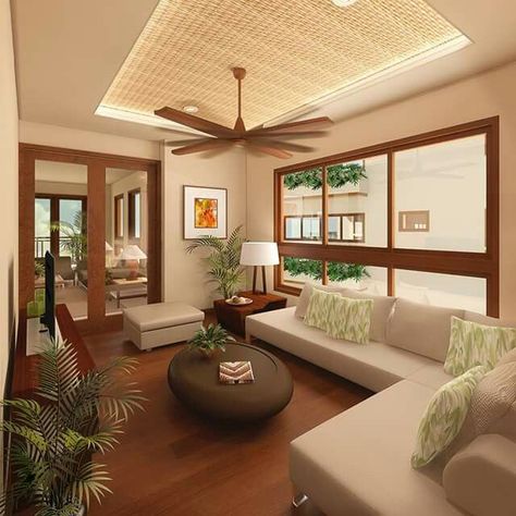 Philippines Living Room Ideas, Modern Filipino Interior Living Room, Living Room Designs Philippines, Capiz Windows Modern, Filipino Living Room Interior Design, Living Room Designs Tropical, Tropical House Living Room, Modern Tropical Interior Design Living Rooms, Living Room Tropical Modern