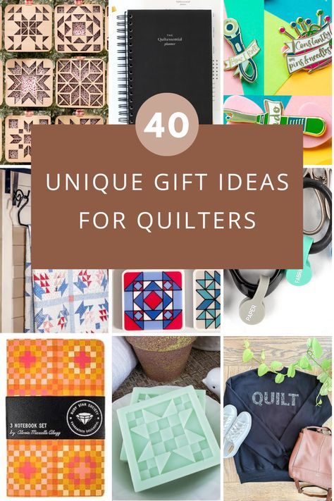 Not quite sure what to get the quilter in your life that seems to have it all? Click to browse this list of 40 unique gifts for quilters! This list includes affordable gifts for quilters that are under $15, as well as gifts for quilters that are worth the splurge. Some of these are truly unique and I guarantee the quilter in your life won't have them! Click to find the perfect gift! Quilted Christmas Gift Ideas, Quilted Gifts To Make, Quilt Retreat Gifts To Make, Gift Ideas For Quilters, Gifts For Quilters Handmade, Diy Gifts For Quilters, Quilted Gift Ideas, Quilt Retreat Gifts, Quilting Gifts