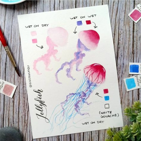 Watercolor Jellyfish, Learn Watercolor Painting, Learn Watercolor, Watercolor Paintings For Beginners, Diy Watercolor Painting, Watercolor Paintings Easy, Jelly Fish, Watercolor Art Lessons, Watercolor Paintings Tutorials