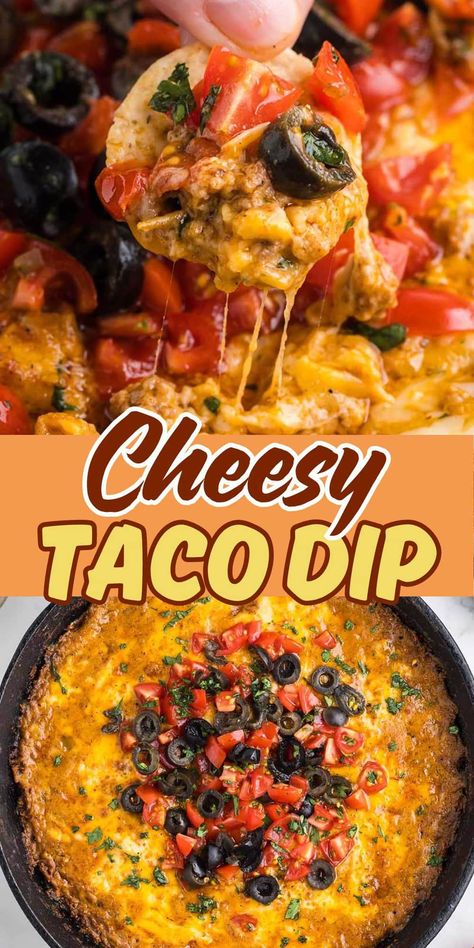 Ground Beef Dips, Slow Cooker Taco Dip, Taco Dip With Cream Cheese And Ground Beef, Super Bowl Foods, Taco Dip With Cream Cheese, Ground Beef Appetizers, Super Bowl Party Food, Taco Dip With Ground Beef And Refried Beans, Easy Taco Dip With Refried Beans