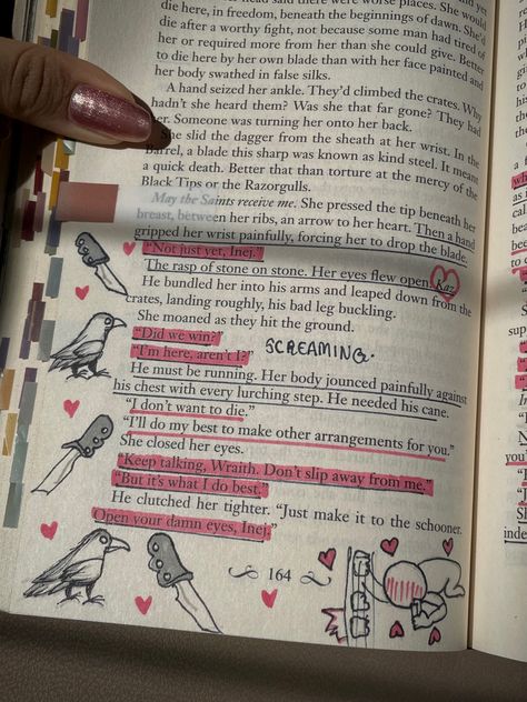 Six Of Crows Bathroom Scene, Good Omens Book Annotations, Six Of Crows Annotation Key, Wesper Aesthetic Quotes, Good Omens Annotations, Annotating Six Of Crows, Six Of Crows Crooked Kingdom, Shadow And Bone Annotation, Six Of Crows Aesthetic Ketterdam