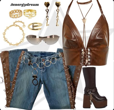 Creed Concert Outfit, Kaytranada Concert Outfit, Brown Concert Outfit, Country Y2k, Korean Fashion Grunge, Y2k Cowgirl, Chic Black Outfits, Coyote Ugly, Y2k Aesthetic Fashion