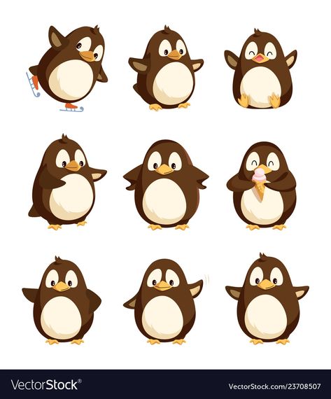 Penguin Character Design Concept Art, Penguin Character Design, Winter Character, Penguin Character, Bird Character, Bird Vector, Penguin Illustration, Penguin Cartoon, Cartoon Dogs