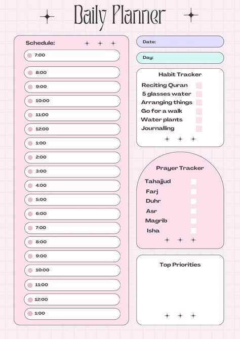 Daily Planner🍀💗 planner2024gratis #printablehappyplanner #yearlyplanner #plannerprintables💐.