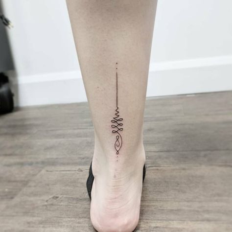 Unalome Tattoo by illivate Unalome Tattoos, Lotusblume Tattoo, Tattoo Ideas Female Meaningful, Ankle Bracelet Tattoo, Bracelet Tattoo, Sak Yant Tattoo, Unalome Tattoo, Tattoo Trend, Foot Tattoos For Women