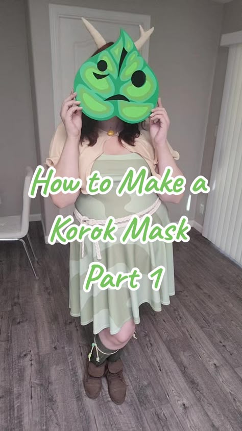 Diy Korok Costume, Korok Seed Costume, Korok Mask Template, Korok Costume Diy, Korok Mask Diy, Legend Of Zelda Inspired Outfits, Korok Zelda Cosplay, Korok Costume, Korok Mask