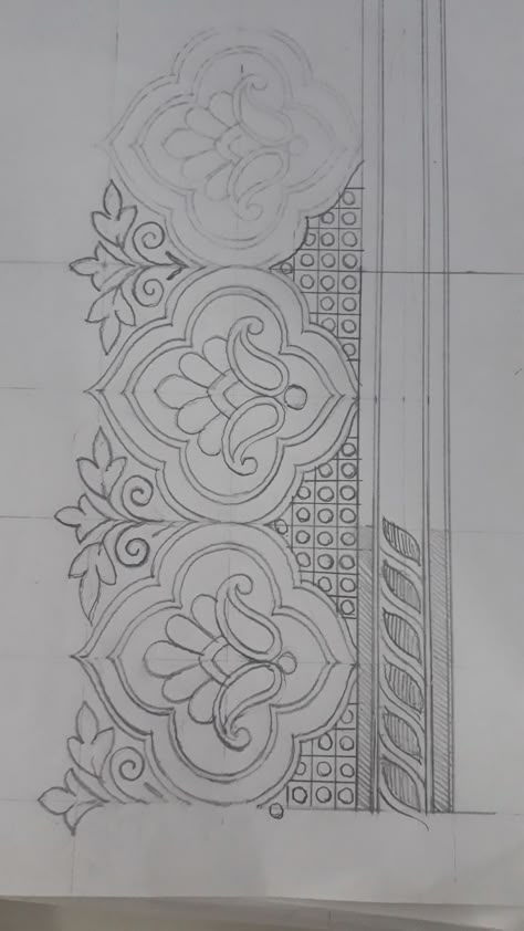 Flower Pattern Drawing, Aari Design, Flower Drawing Design, Lippan Art, Outline Designs, Textile Prints Design, Floral Embroidery Patterns, Border Embroidery Designs, Print Design Pattern