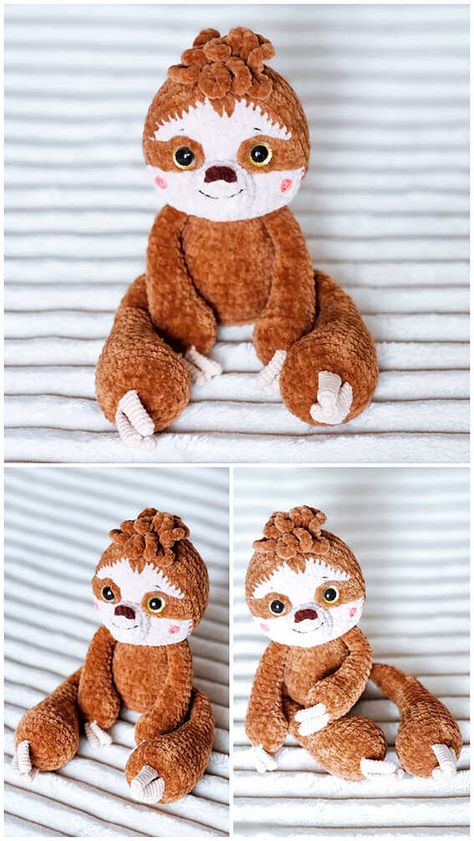 Crochet Sloth Free Pattern Sloth Plush Pattern Free, Crochet Sloth Plushie, Sloth Crochet Blanket, Sloth Crochet Pattern Free Amigurumi, Amigurumi Sloth Free Pattern, Sloth Amigurumi Pattern Free, Crochet Sloth Pattern Free, Free Crochet Animals, Mini Crochet Animals