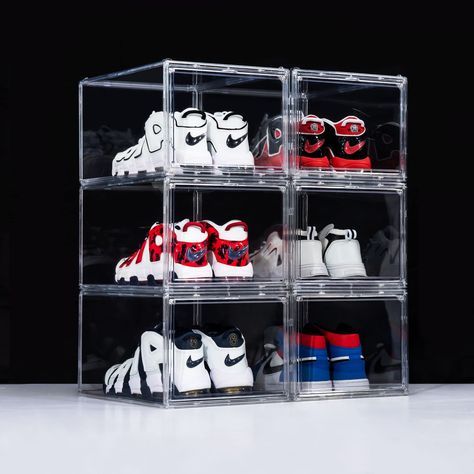 PRICES MAY VARY. 【Large Size Shoe Boxes】The Dimension of these stackable shoe boxes is 14.17"L x 10.63"W x 8.66"H. It fit up to Size 15, big enough for men’s shoes or women’s shoes. 【Stackable Shoe Box】The clear shoe box can be assembled easily and stacked into a wall stably. To ensure that the built shoe boxes remain stable，there are slots on the corners of the shoe shine box to make them lock with each other. While assembling the shoe box storage, you can freely stack the displaying boxes to a Shoe Boxes On Wall, Shoe Storage Boxes, Shoe Shine Box, Shoe Box Storage, Shoe Containers, Magnetic Organizer, Plastic Shoe Boxes, Glass Shoes, Clear Shoes