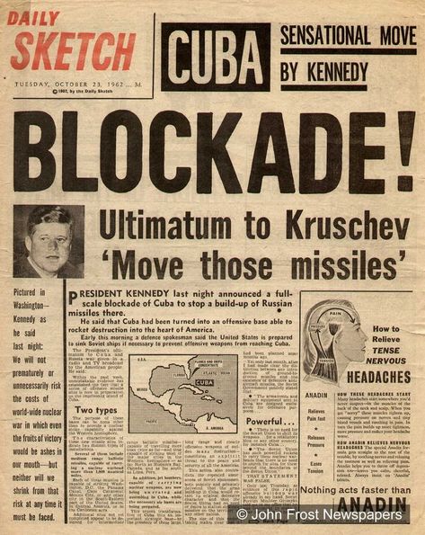 Cold War History (@madefromcoldwar) | Twitter 60s Newspaper, Headline Newspaper, 80s Newspaper, Wall Newspaper, Classroom Timeline, Berlin Airlift, Newspaper Front Pages, Cuban Missile Crisis, Newspaper Headlines