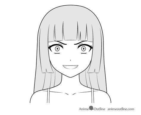 Draw Female Body, Figure Proportions, Anime Outline, Hair Bases, Manga Tips, Popular Anime Character, Angry Anime, Character Archetypes, Easy People Drawings