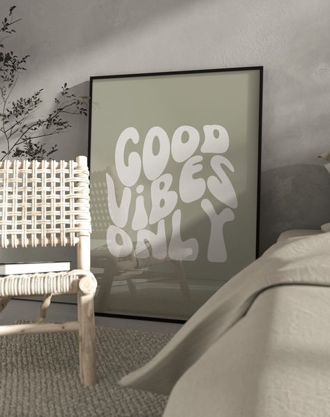 Excited to share the latest addition to my #etsy shop: Sage green retro style wall art quote Trendy Wall Art Prints Bedroom, Aesthetic Quotes For Room Decor, Trendy Wall Art Bedroom, Room Wall Quotes Aesthetic, Quote Frames Decor, Home Poster Design, Wall Art Collage Ideas, Ideas Para Cuadros, Quotes For Wall Decor