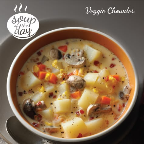 Veggie Chowder Recipe from Taste of Home -- shared by Vicki Kerr, Portland, Maine Veggie Chowder, Healthy Dinner Choices, Vegetarian Bacon, Soup Of The Day, Chowder Recipe, Chowder Recipes, Diet Vegetarian, Bowl Of Soup, Hearty Soups