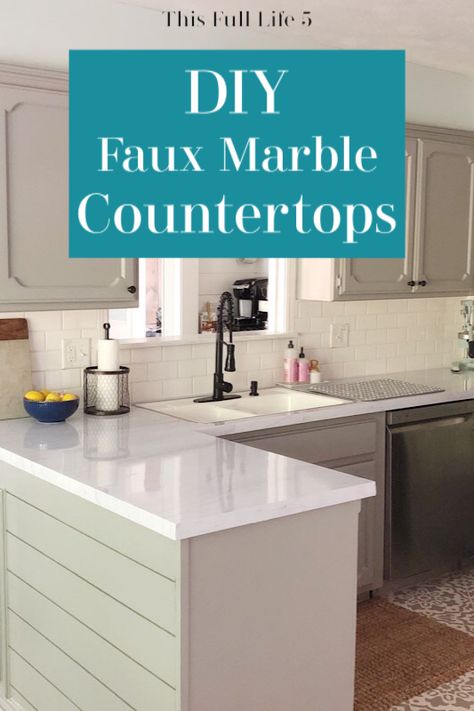 Covering Formica Countertops, Stain Wood Furniture, Small Kitchen Remodel With Island, Diy House Number Sign, Faux Marble Countertops, Shiplap Island, Instant Granite, Diy House Bed, Cabinet Design Kitchen