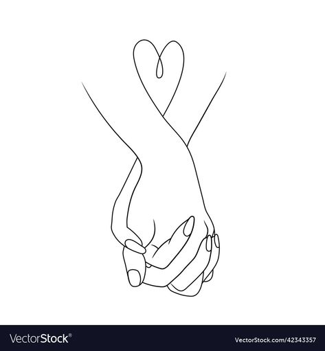 Couple Drawing Line Art, Doodle Love Couple, Holding Hands Line Drawing, Hand Holding Drawing Couple, Wedding Couple Line Art, Wedding Drawing Art, Holding Hands Tattoo Design, Couple Hand Drawing, Line Art Hands Holding