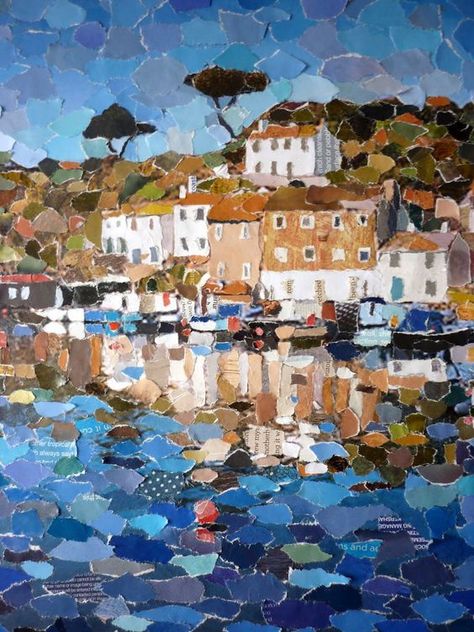 Kirsty Elson, Collage Landscape, Paper Mosaic, Collage Art Projects, Paper Collage Art, Magazine Collage, Landscape Quilts, Collage Art Mixed Media, Mix Media