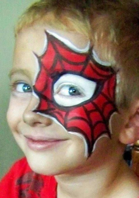 Spiderman Web Face Painting For Boys, Kids Face Painting, No Carve Pumpkin Decorating, Spiderman Face, Kids Face Paint, Face Paint Ideas, Face Paints, Man Face, Face Paintings