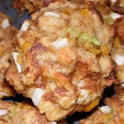 Corn Stuffing, Corn Balls Recipe, Corn Ball, Corn Balls, Fannie Farmer Cookbook, Raw Breakfast, Stuffing Balls, Bread Dressing, Thanksgiving Stuffing