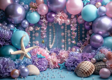 Mermaid Theme Decoration, Underwater Theme Party, Sea Birthday Party Decorations, Mermaid Backdrop, Making Backdrops, Photo Shoot Backdrop, Shoot Backdrop, Ideas For Photography, Theme Photography