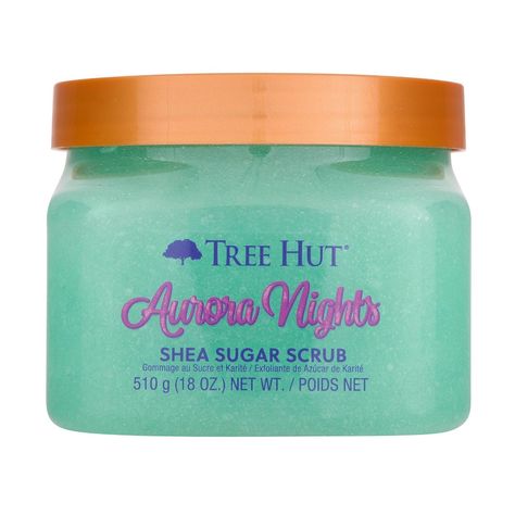 Reveal youthful, vibrant skin with the cozy scent of Aurora Nights! Made with Sugar, Shea Butter, Pistachio Seed Oil, and Willow Bark Extract to leave skin feeling nourished and smelling delicious. Aurora Nights Sugar Scrub is a cozy scent featuring notes of warm pistachio and toasted marshmallow. Tree Hut Sugar Scrubs remove dull, dead skin with gentle exfoliation and are paraben-free, vegan, sulfate-free, alcohol-free, contain no formaldehyde donors, and have a no-slip formula with a long-last Tree Hut Face Scrub, Sugar Scrub Tree Hut, Tree Hut Scrub, Marshmallow Tree, Tree Hunt, Shea Sugar Scrub, Best Body Scrub, Sephora Skin Care, Birthday Wishes For Myself