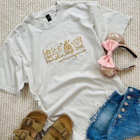 Disney World Parks EMBROIDERED T-Shirt What a Wonderful World Heavy Weight Faded T-Shirt Magic Kingdom Parade, Disney World Animal Kingdom, Mickey Love, Matching Disney Shirts, Disney Valentines, What A Wonderful World, Embroidered Shirts, Disney Outfit, Disney Embroidery