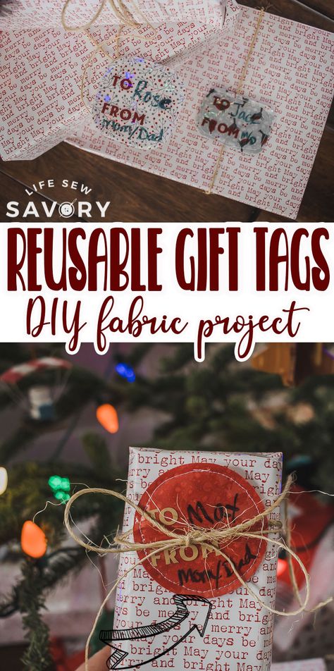 Reusable fabric gift tags - Life Sew Savory Fabric Gift Tags, Reusable Gift Tags, Gift Tags For Christmas, Fun Holiday Crafts, Teacher Gift Tags, Gift Tags Diy, Washable Markers, Types Of Gifts, Holiday Decorating